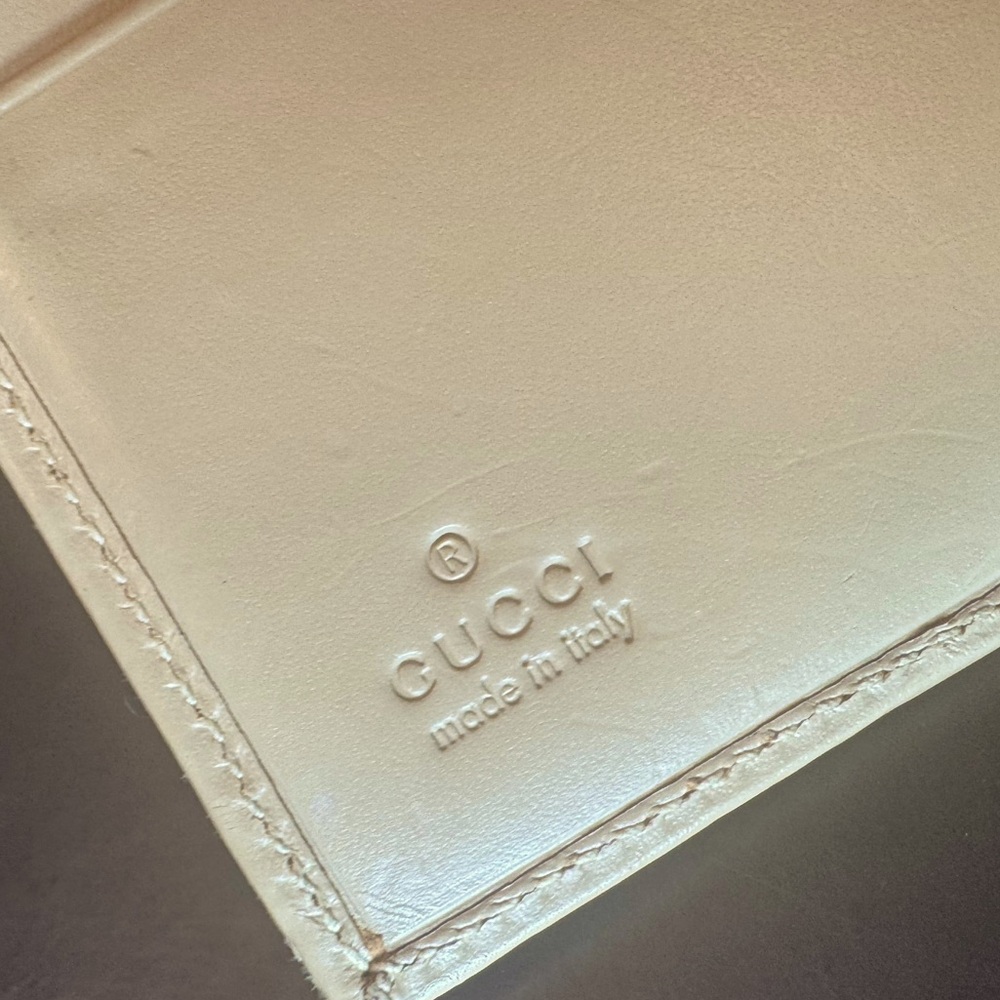 Gucci Monogram Wallet FULL SET Silver Chain Clasp Vintage GG Sabbia Sand color - Picture 6 of 14